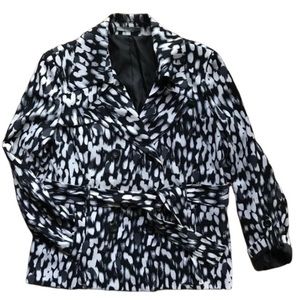 NY Collection L animal print short trench coat